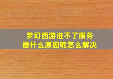 梦幻西游进不了服务器什么原因呢怎么解决