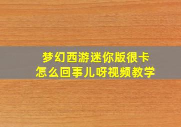 梦幻西游迷你版很卡怎么回事儿呀视频教学