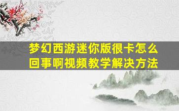 梦幻西游迷你版很卡怎么回事啊视频教学解决方法