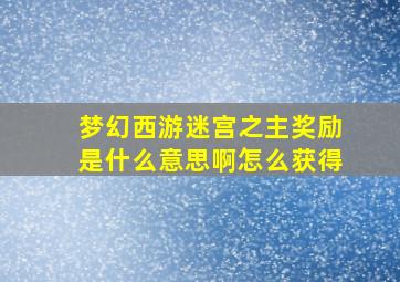 梦幻西游迷宫之主奖励是什么意思啊怎么获得