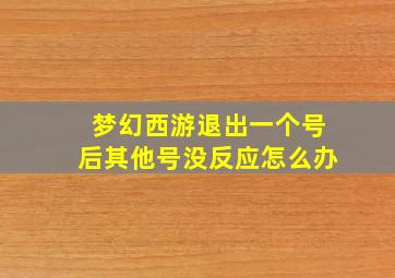 梦幻西游退出一个号后其他号没反应怎么办