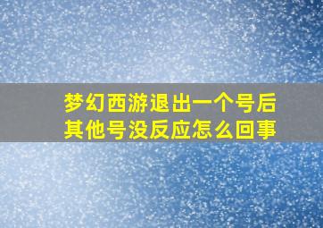 梦幻西游退出一个号后其他号没反应怎么回事