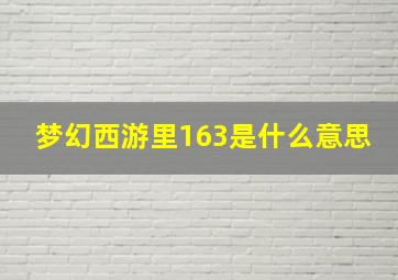 梦幻西游里163是什么意思