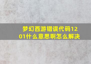 梦幻西游错误代码1201什么意思啊怎么解决