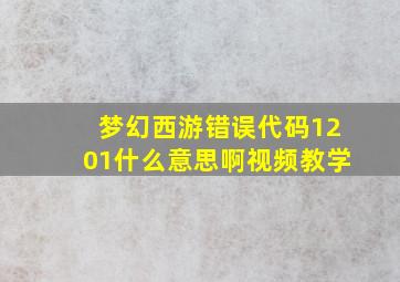 梦幻西游错误代码1201什么意思啊视频教学