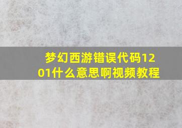 梦幻西游错误代码1201什么意思啊视频教程