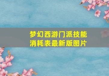 梦幻西游门派技能消耗表最新版图片