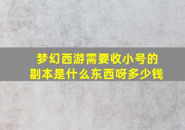 梦幻西游需要收小号的副本是什么东西呀多少钱