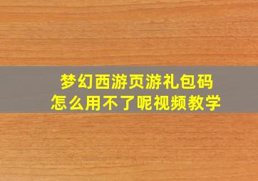 梦幻西游页游礼包码怎么用不了呢视频教学