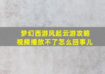 梦幻西游风起云游攻略视频播放不了怎么回事儿