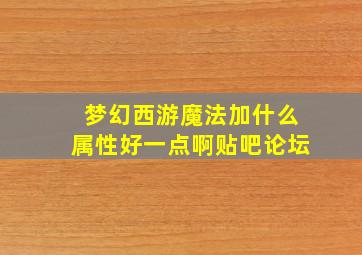 梦幻西游魔法加什么属性好一点啊贴吧论坛