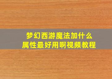 梦幻西游魔法加什么属性最好用啊视频教程