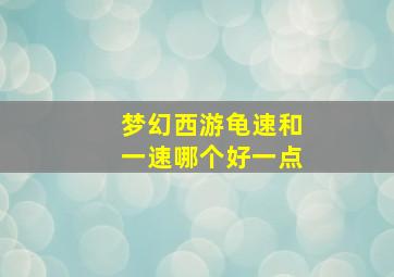 梦幻西游龟速和一速哪个好一点