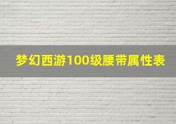 梦幻西游100级腰带属性表