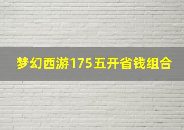 梦幻西游175五开省钱组合