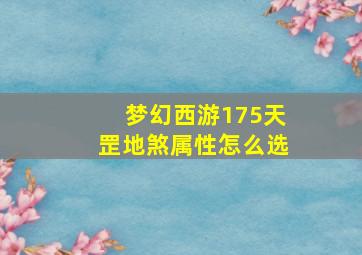 梦幻西游175天罡地煞属性怎么选