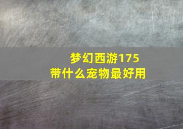 梦幻西游175带什么宠物最好用