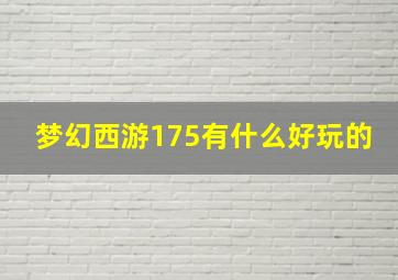 梦幻西游175有什么好玩的