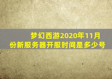 梦幻西游2020年11月份新服务器开服时间是多少号