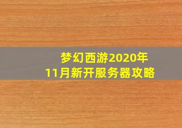 梦幻西游2020年11月新开服务器攻略