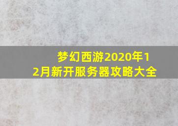 梦幻西游2020年12月新开服务器攻略大全