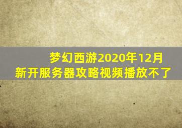 梦幻西游2020年12月新开服务器攻略视频播放不了