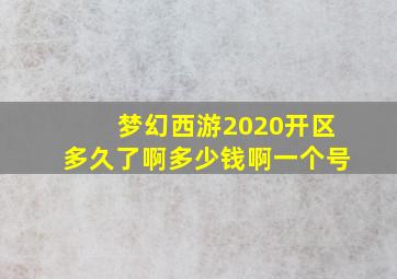 梦幻西游2020开区多久了啊多少钱啊一个号