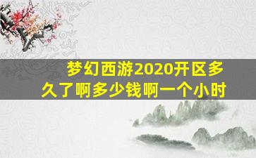 梦幻西游2020开区多久了啊多少钱啊一个小时