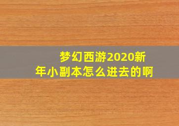 梦幻西游2020新年小副本怎么进去的啊