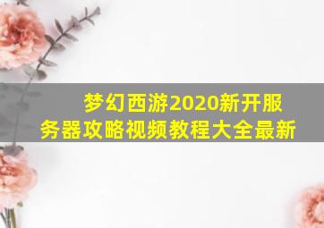 梦幻西游2020新开服务器攻略视频教程大全最新