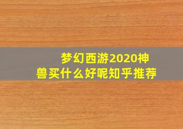 梦幻西游2020神兽买什么好呢知乎推荐