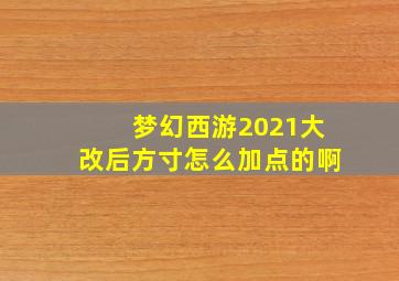 梦幻西游2021大改后方寸怎么加点的啊