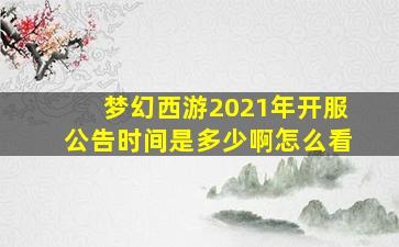 梦幻西游2021年开服公告时间是多少啊怎么看