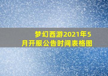 梦幻西游2021年5月开服公告时间表格图