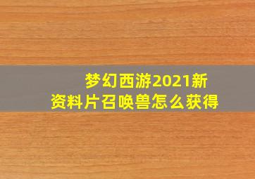 梦幻西游2021新资料片召唤兽怎么获得