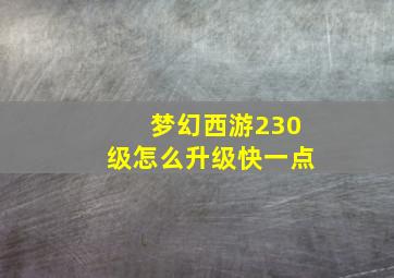 梦幻西游230级怎么升级快一点