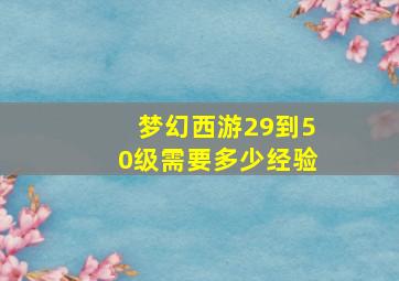 梦幻西游29到50级需要多少经验