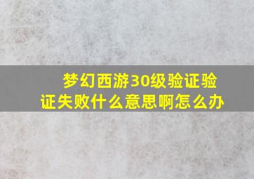 梦幻西游30级验证验证失败什么意思啊怎么办