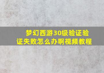 梦幻西游30级验证验证失败怎么办啊视频教程