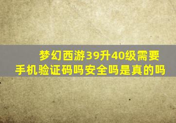 梦幻西游39升40级需要手机验证码吗安全吗是真的吗