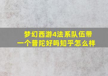 梦幻西游4法系队伍带一个普陀好吗知乎怎么样