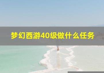 梦幻西游40级做什么任务