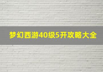 梦幻西游40级5开攻略大全