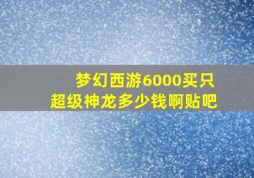 梦幻西游6000买只超级神龙多少钱啊贴吧