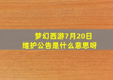 梦幻西游7月20日维护公告是什么意思呀