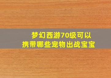 梦幻西游70级可以携带哪些宠物出战宝宝