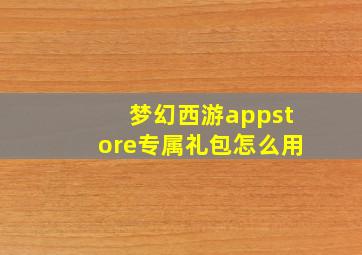 梦幻西游appstore专属礼包怎么用