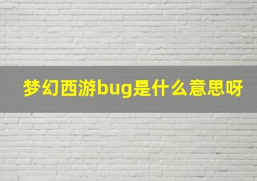 梦幻西游bug是什么意思呀