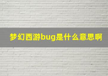 梦幻西游bug是什么意思啊