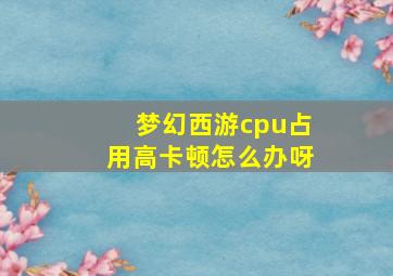 梦幻西游cpu占用高卡顿怎么办呀